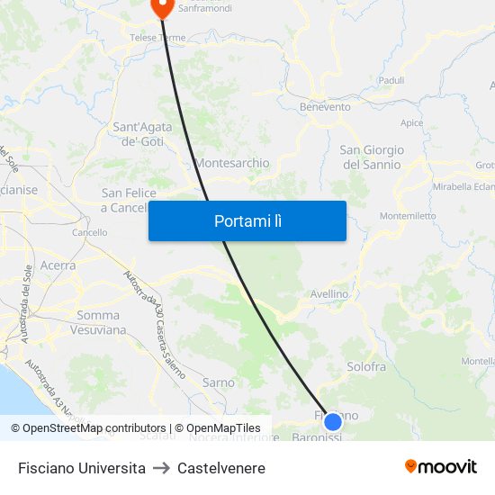 Fisciano Universita to Castelvenere map