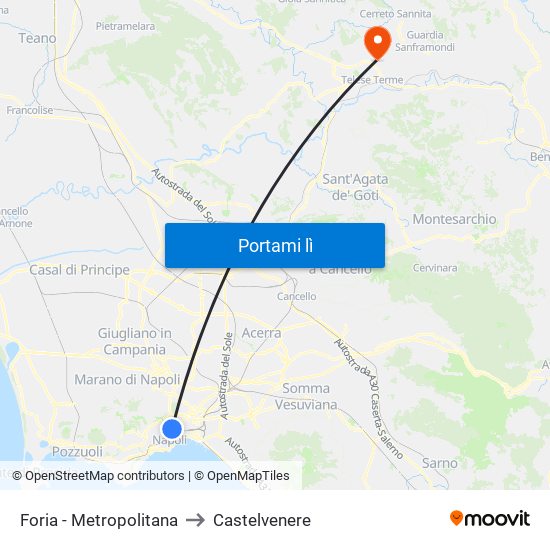 Foria - Metropolitana to Castelvenere map