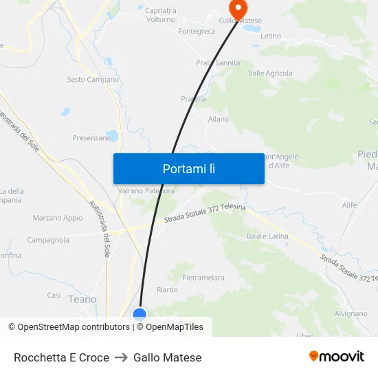 Rocchetta E Croce to Gallo Matese map