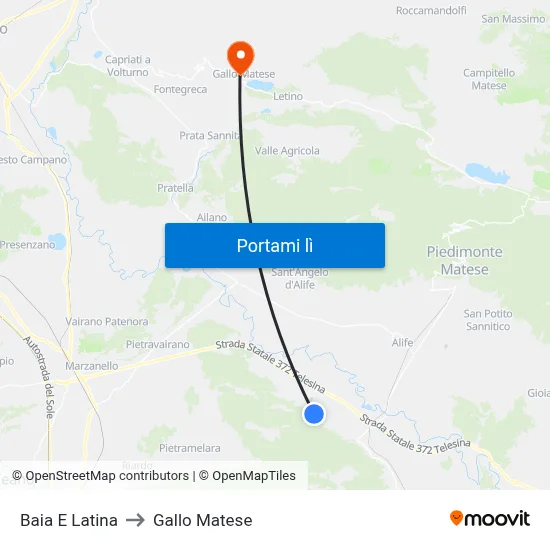 Baia E Latina to Gallo Matese map