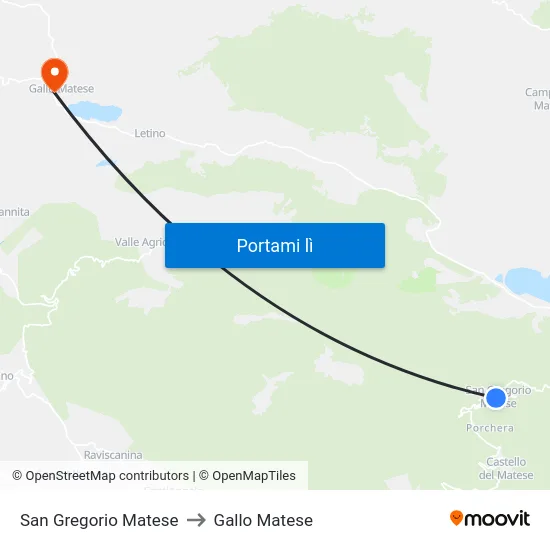 San Gregorio Matese to Gallo Matese map