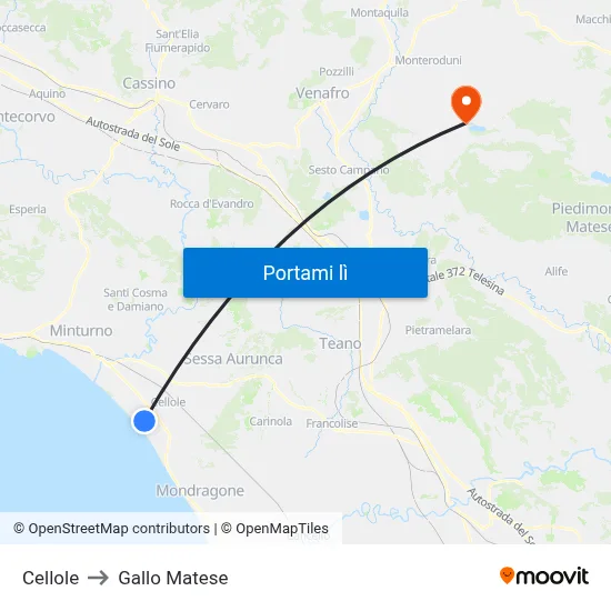 Cellole to Gallo Matese map