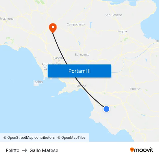 Felitto to Gallo Matese map