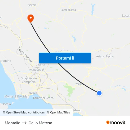 Montella to Gallo Matese map