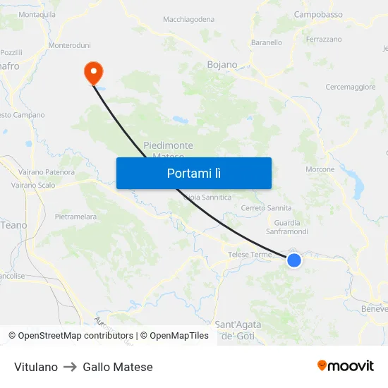 Vitulano to Gallo Matese map