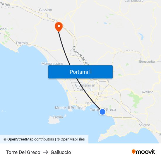 Torre Del Greco to Galluccio map