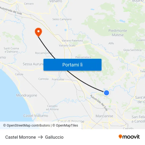 Castel Morrone to Galluccio map