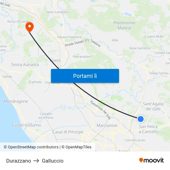 Durazzano to Galluccio map