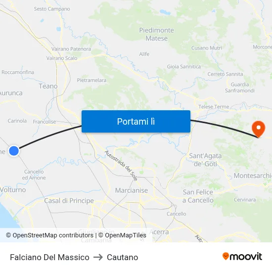 Falciano Del Massico to Cautano map