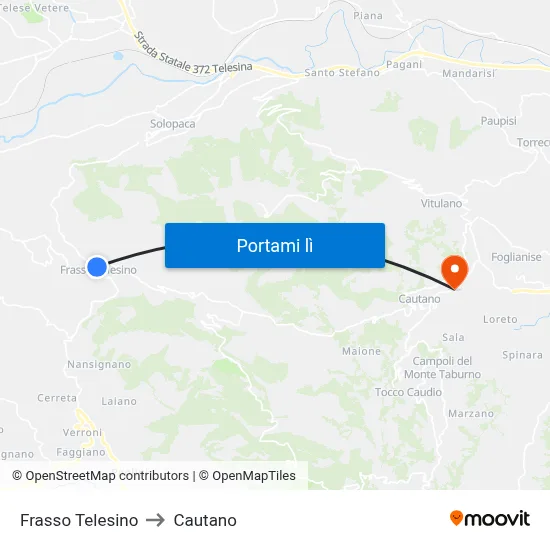 Frasso Telesino to Cautano map