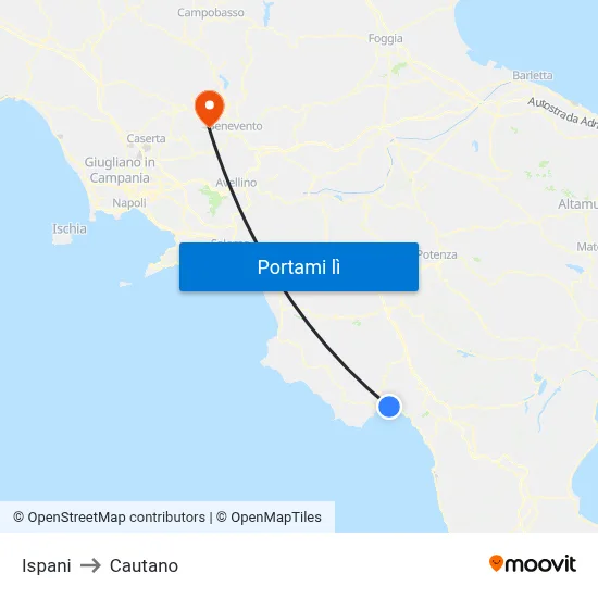 Ispani to Cautano map