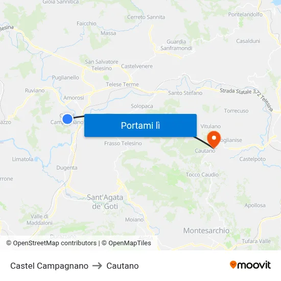 Castel Campagnano to Cautano map