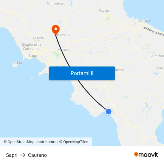 Sapri to Cautano map