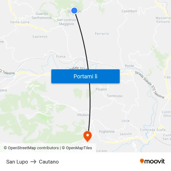 San Lupo to Cautano map