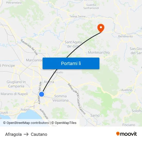Afragola to Cautano map
