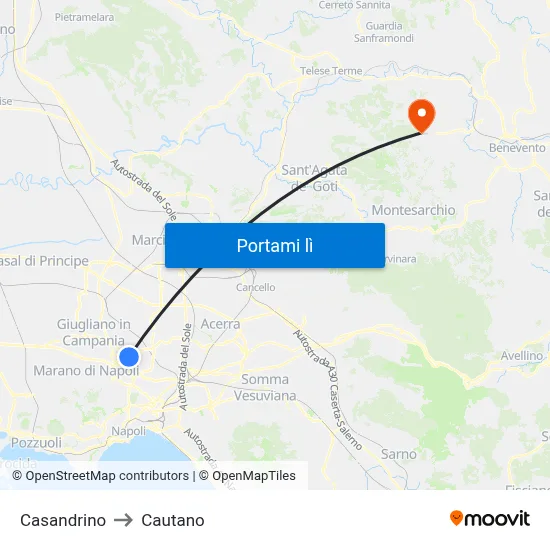 Casandrino to Cautano map