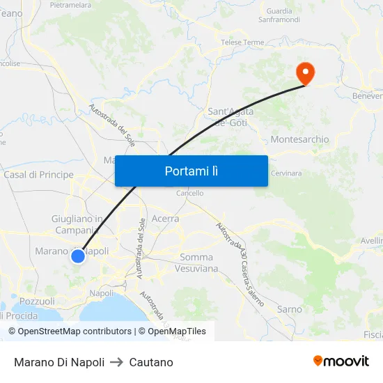 Marano Di Napoli to Cautano map
