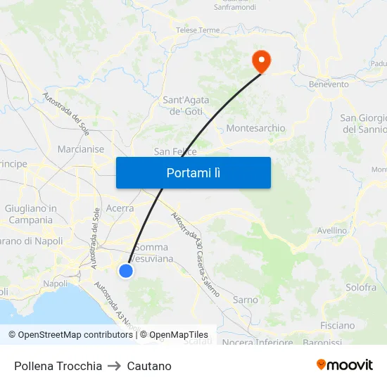 Pollena Trocchia to Cautano map