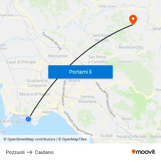 Pozzuoli to Cautano map