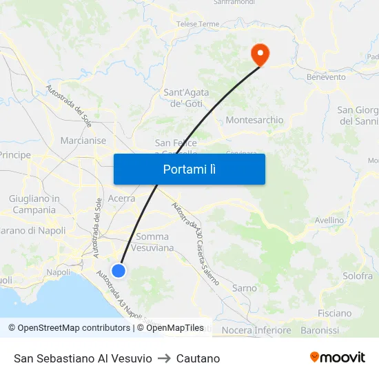 San Sebastiano Al Vesuvio to Cautano map