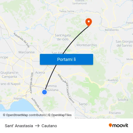 Sant' Anastasia to Cautano map