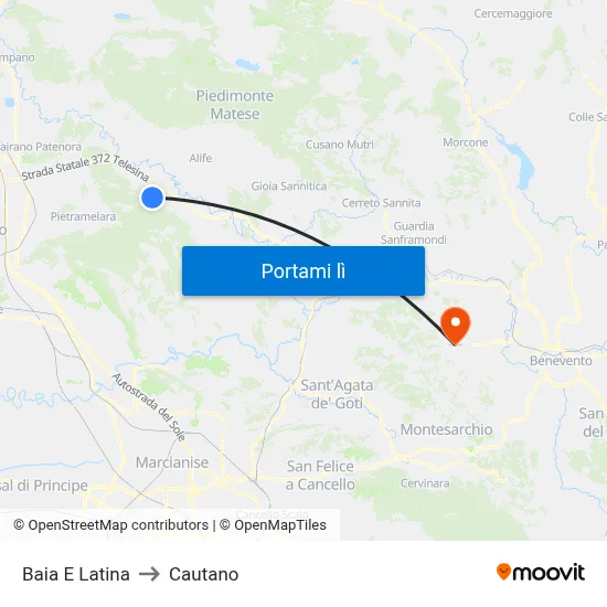 Baia E Latina to Cautano map