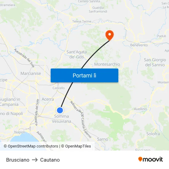 Brusciano to Cautano map