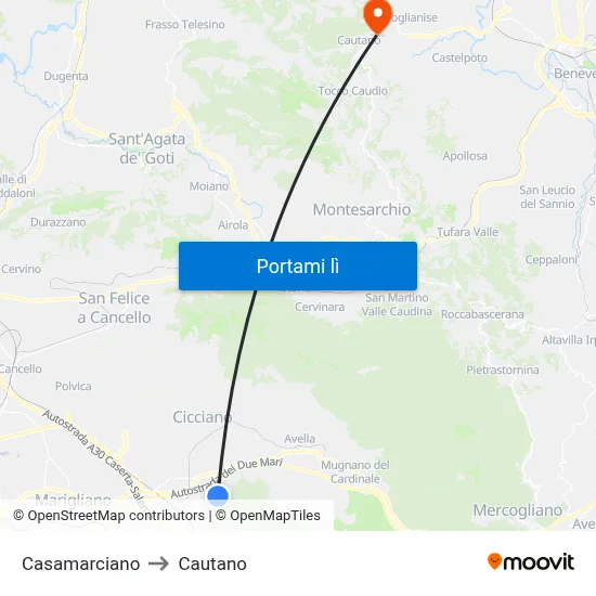 Casamarciano to Cautano map