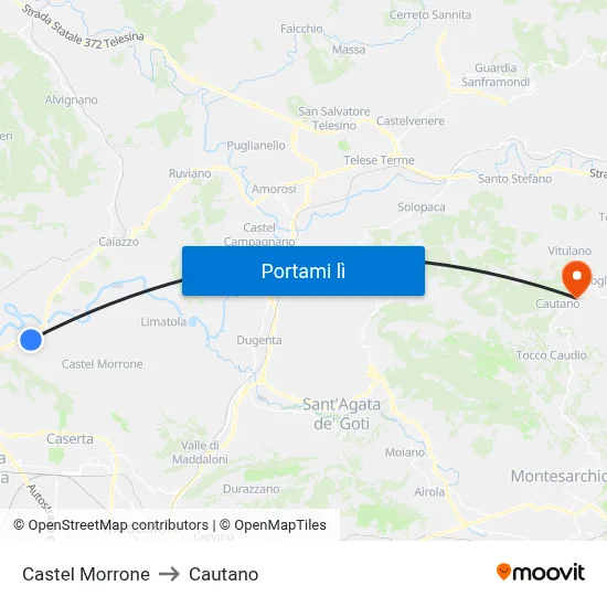Castel Morrone to Cautano map