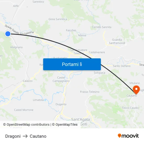 Dragoni to Cautano map