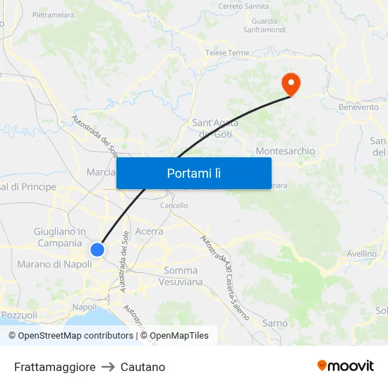 Frattamaggiore to Cautano map