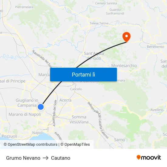 Grumo Nevano to Cautano map