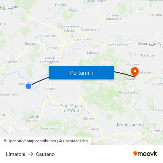 Limatola to Cautano map