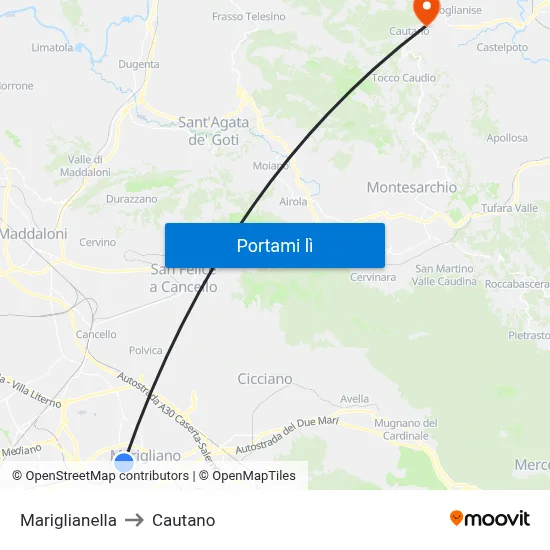 Mariglianella to Cautano map