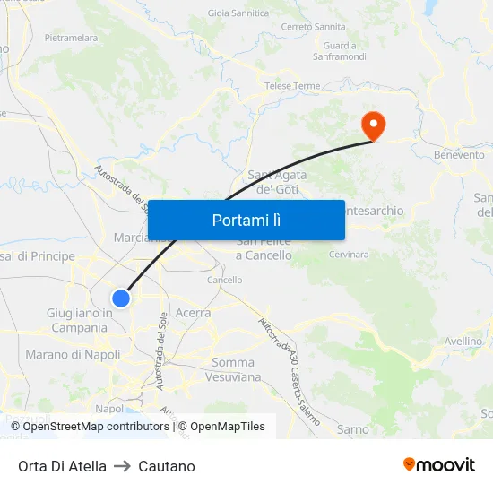 Orta Di Atella to Cautano map