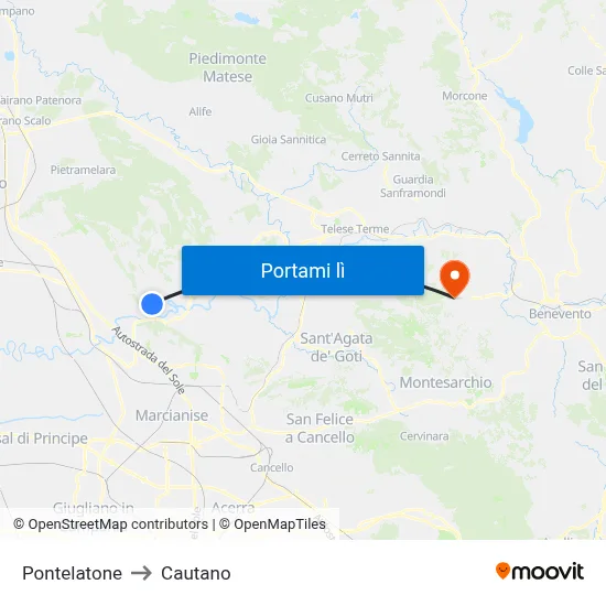 Pontelatone to Cautano map