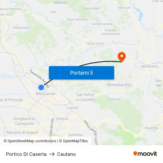 Portico Di Caserta to Cautano map