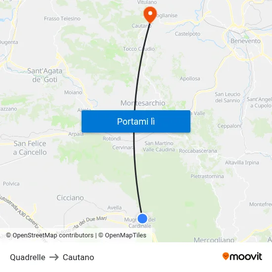 Quadrelle to Cautano map
