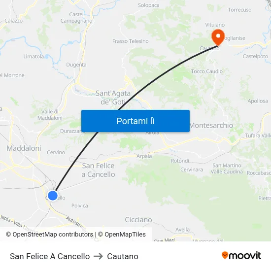 San Felice A Cancello to Cautano map