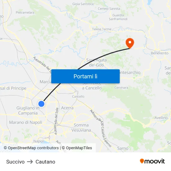 Succivo to Cautano map