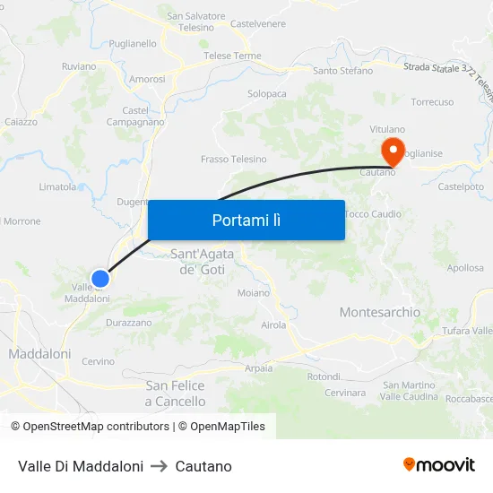 Valle Di Maddaloni to Cautano map
