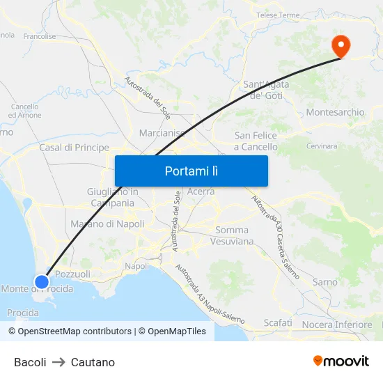 Bacoli to Cautano map