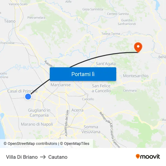 Villa Di Briano to Cautano map