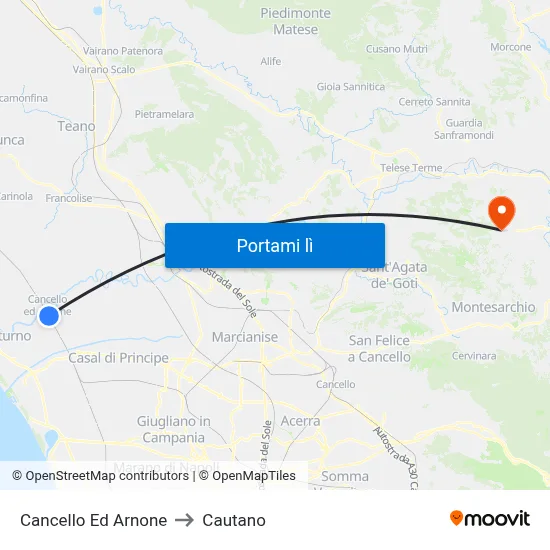 Cancello Ed Arnone to Cautano map
