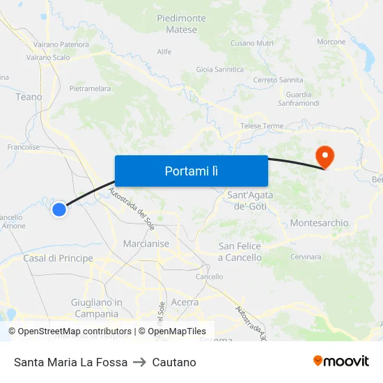 Santa Maria La Fossa to Cautano map