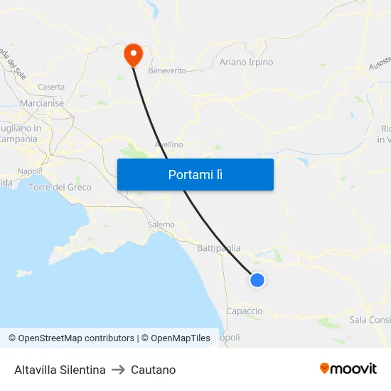 Altavilla Silentina to Cautano map
