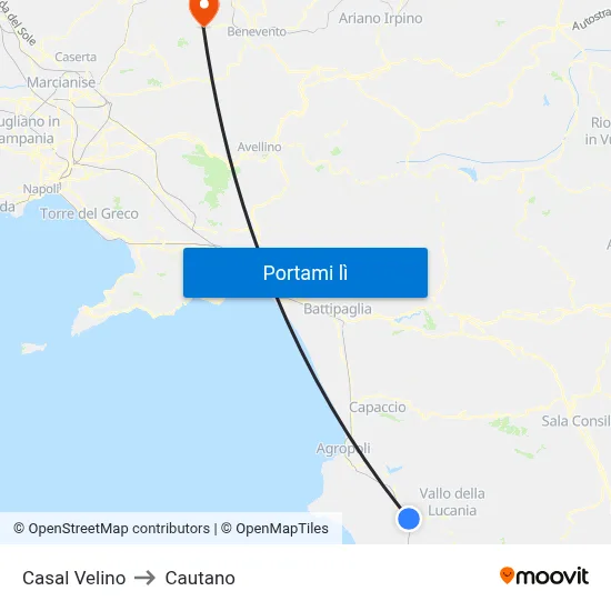 Casal Velino to Cautano map