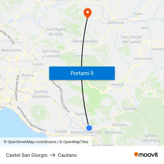 Castel San Giorgio to Cautano map