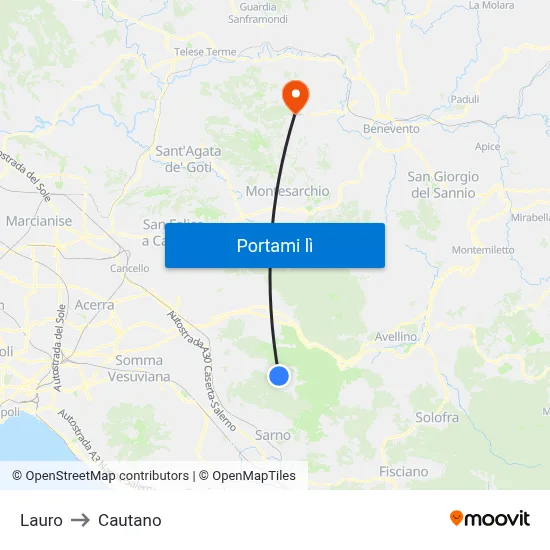 Lauro to Cautano map