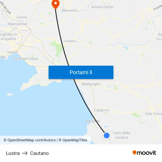 Lustra to Cautano map